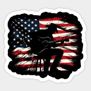 Guitar playing USA Cowboy Sticker